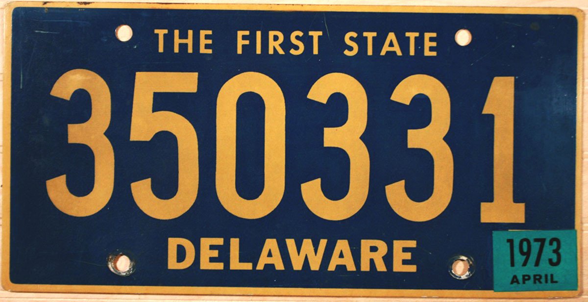 Delaware State License Plate