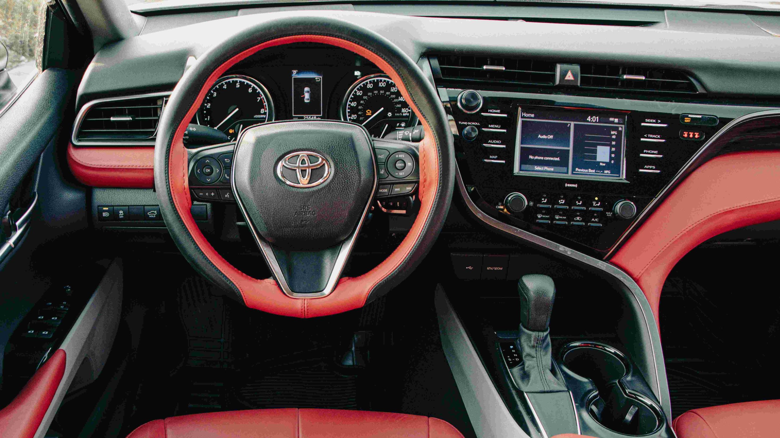 Black and Red Car Interior of a Toyota Camry
