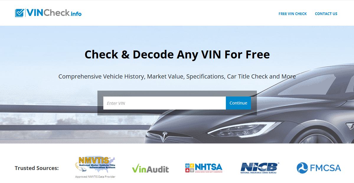Websites such as VINCheck.info offer basic details about a vehicle’s specifications.