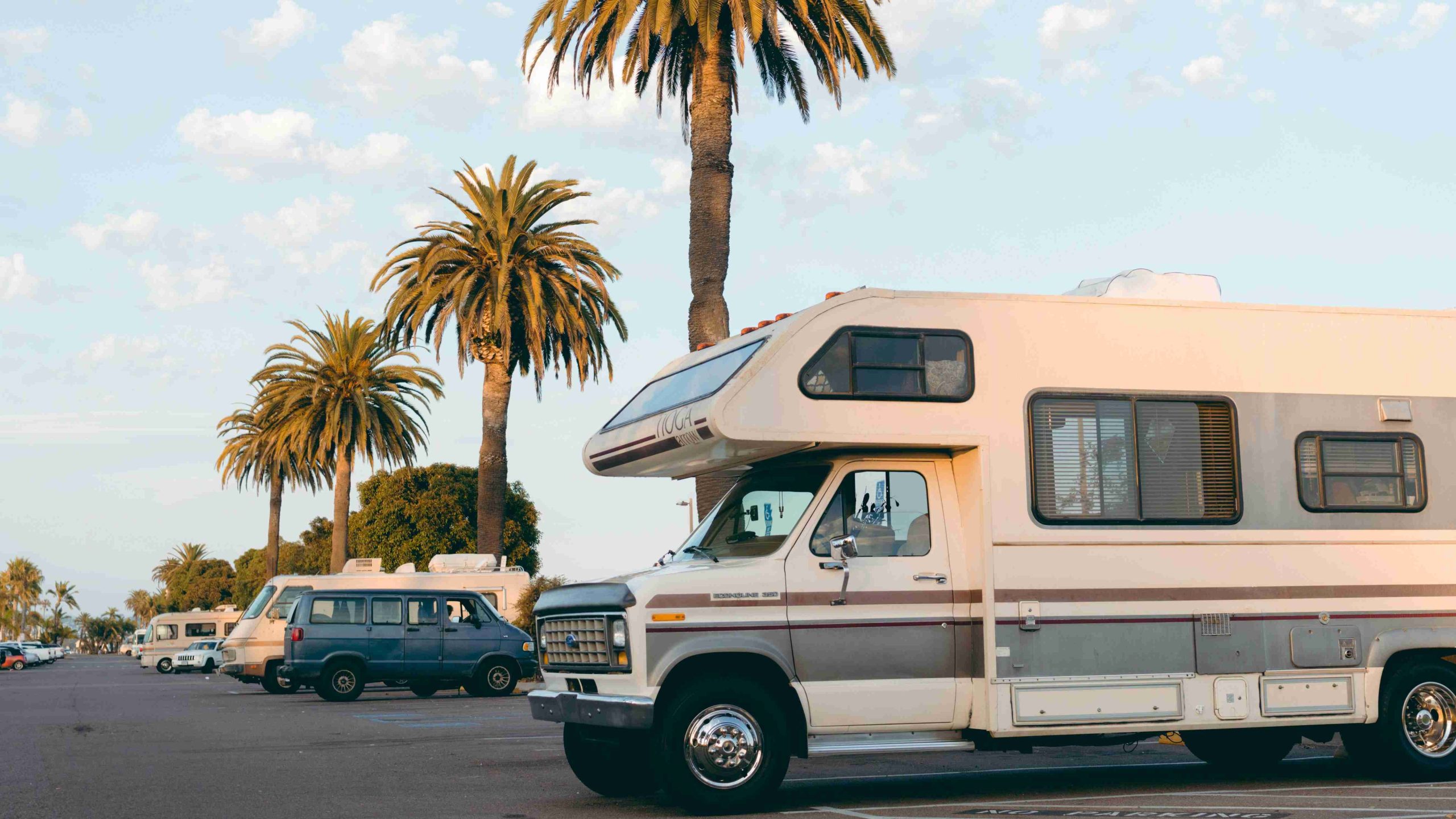 Parked White Motorhome