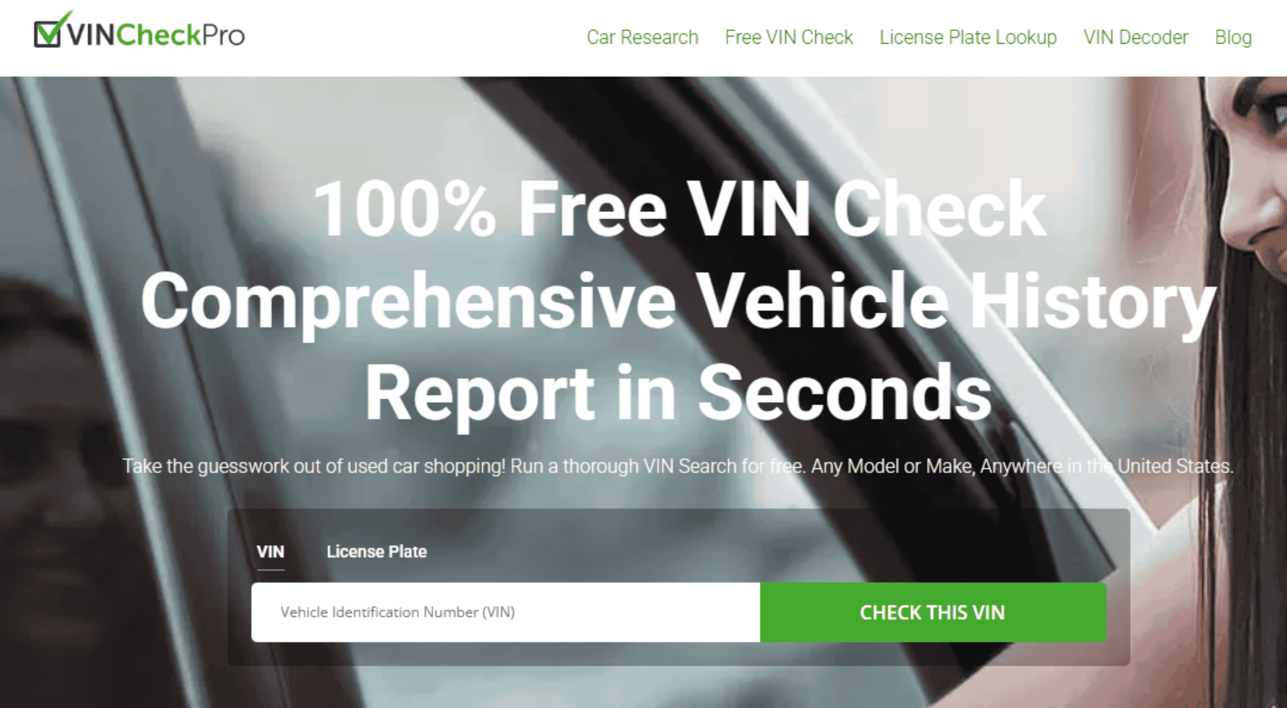 VinCheckPro.com Landing Page