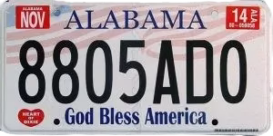 Alabama License Plate
