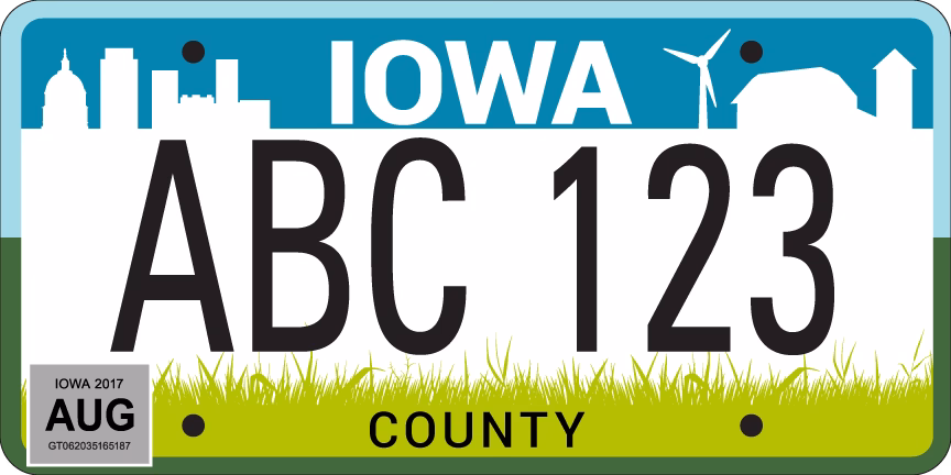 Iowa License Plate